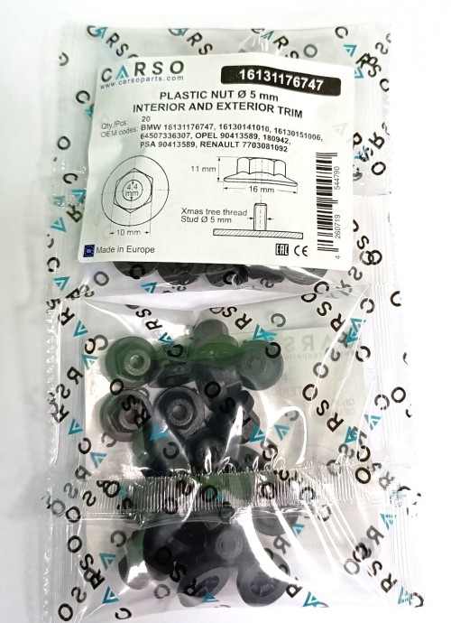 PLASTIC NUT Ø 5 mm INTERIOR AND EXTERIOR TRIM 5