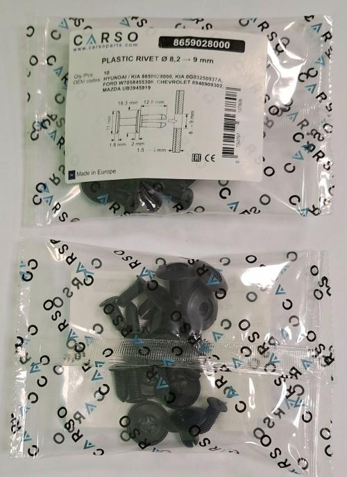 PLASTIC RIVET Ø 8,2 → 9 mm 3