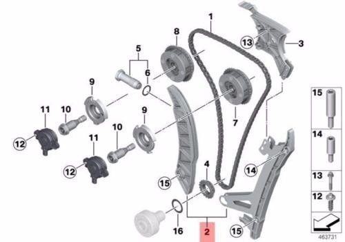 chain tensioner and guide rail 1