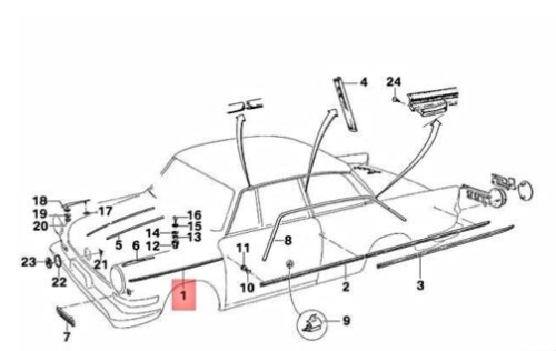 Zierleiste Seitenwand vorne li