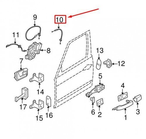 Cable Exterior - Door Release Control - Discovery 3 & 4 - Range Rover Sport 2