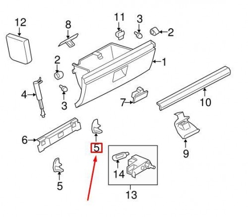 Front Left Glove Box Door Hinge 8