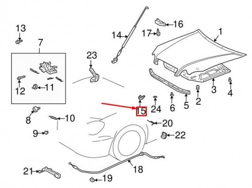 Clip, hood support ; JP 4