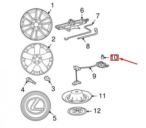 Handle, spare wheel; JP 7