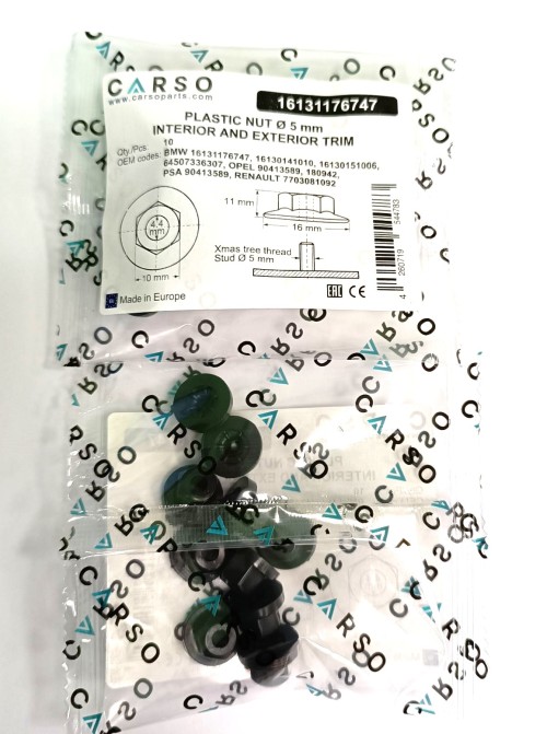 Plastic Nut Ø 5 Mm Interior And Exterior Trim 5