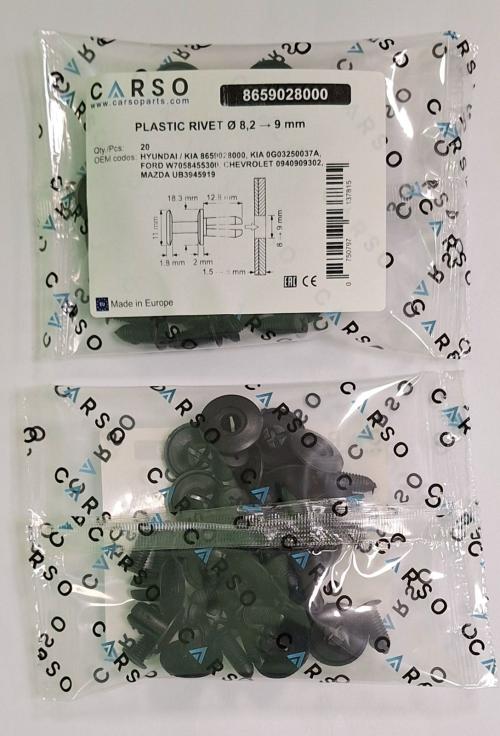 PLASTIC RIVET Ø 8,2 → 9 mm 3