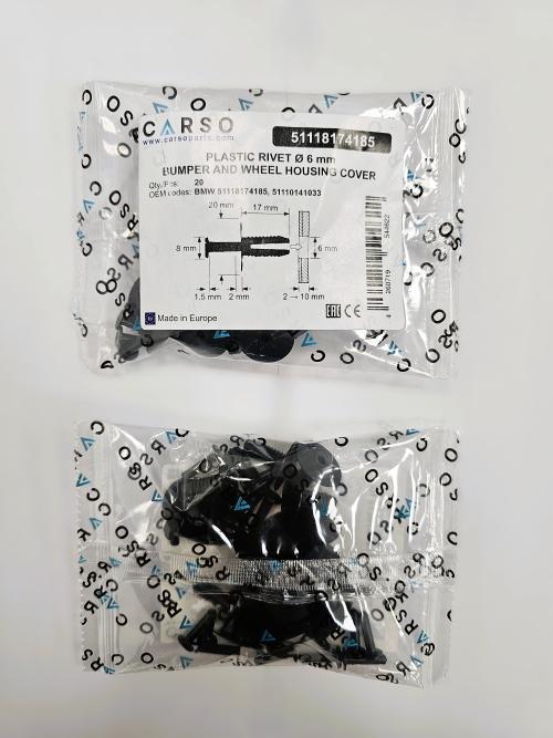 PLASTIC RIVET Ø 6 mm BUMPER AND WHEEL HOUSING COVER 5