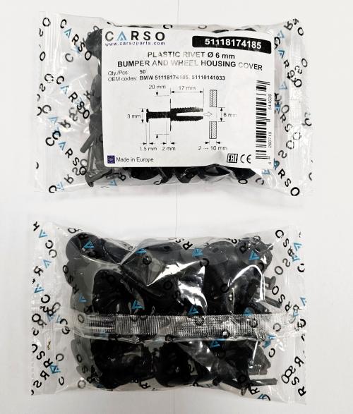 PLASTIC RIVET Ø 6 mm BUMPER AND WHEEL HOUSING COVER 5