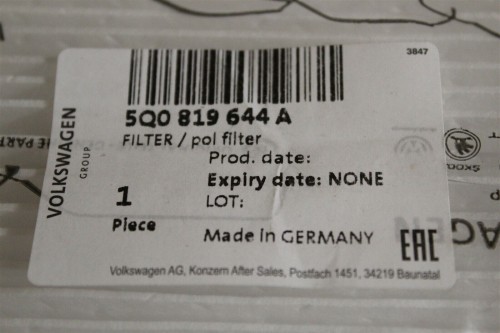 Odour and allergen filter 2