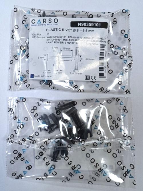 PLASTIC RIVET Ø 6 → 6,5 mm 3