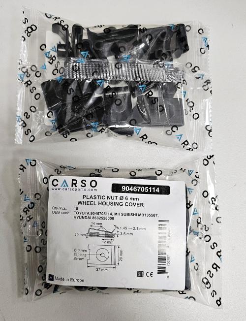 PLASTIC NUT Ø 6 mm WHEEL HOUSING COVER 6