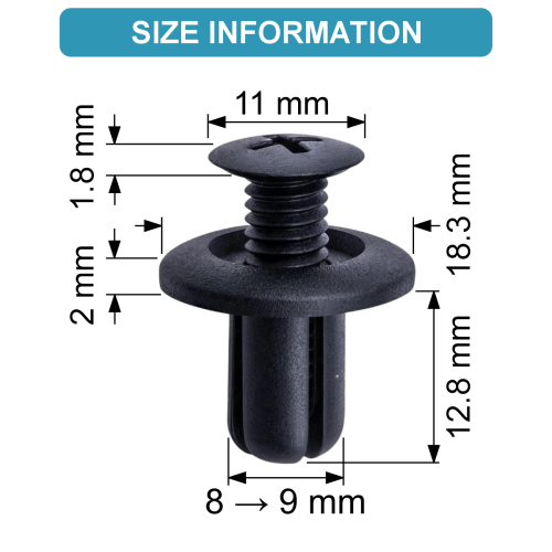 PLASTIC RIVET Ø 8,2 → 9 mm 5
