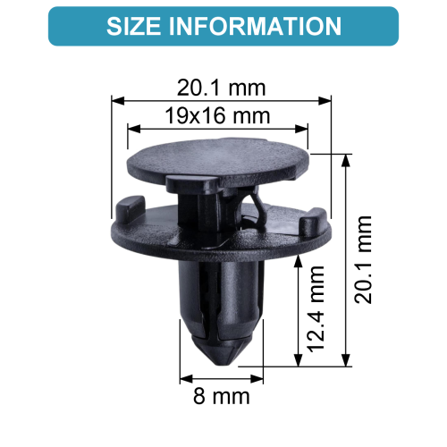 8mm Push Fit Plastic Trim Clip 2