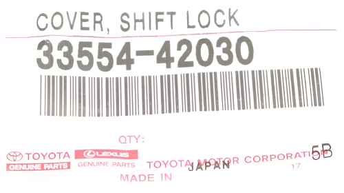 Cover, shift lock 3