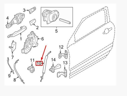 Inner handle door latch cable 12