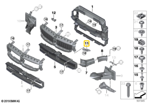 Bracket, air duct, left Europe only 4