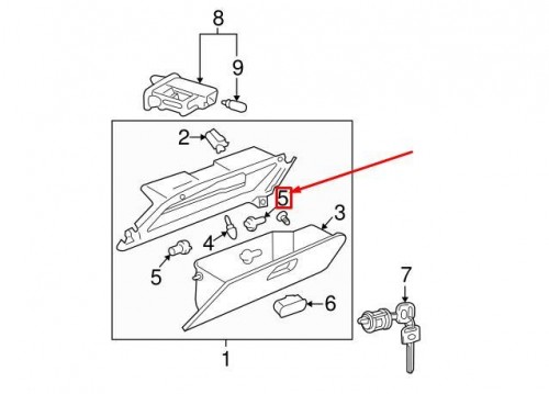 Pin, glove door ; JP 7
