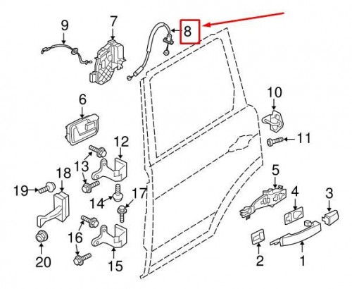 Rear Door Outside Handle Latch Cable 2