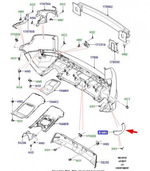 Left Hand Rear Bumper Finisher - Automated Parking System - Range Rover Evoque 2012 Onwards 4