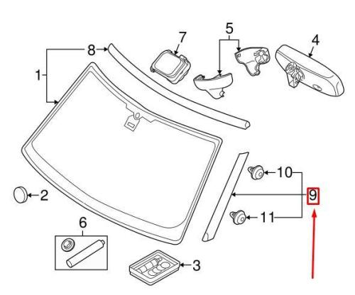 Passenger side A Pillar molding 6