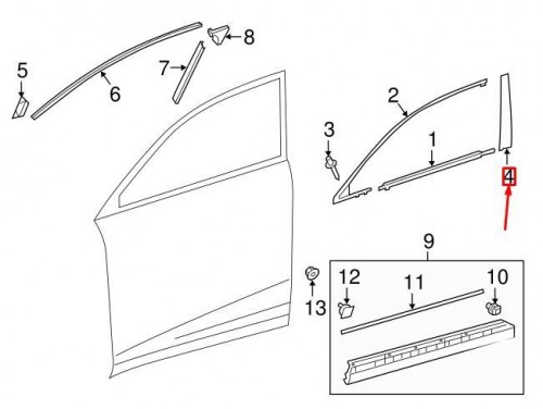 Moulding, front door, out; JP 2